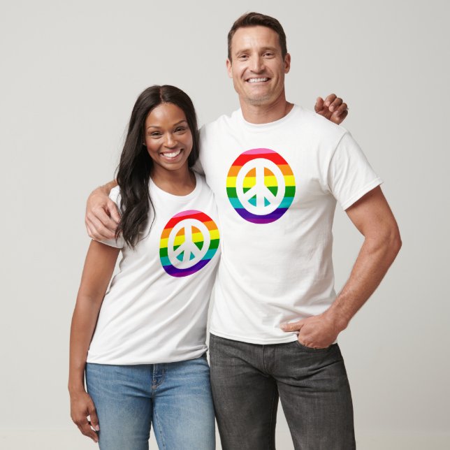 Rainbow Peace Sign LGBTQ Gay Pride T-Shirt (Unisex)