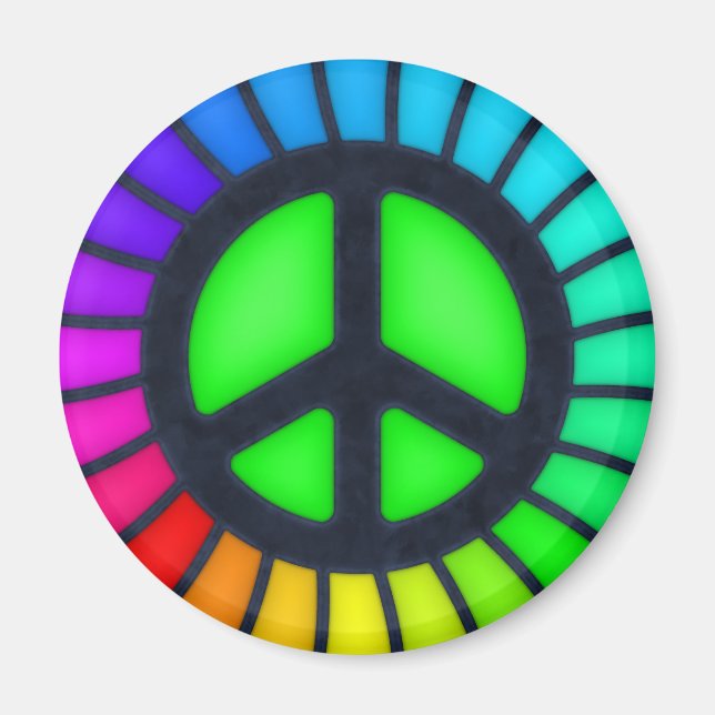 Rainbow Peace Sign Magnet (Front)
