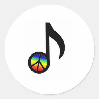 Rainbow Peace Sign Music Note Classic Round Sticker