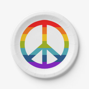 Rainbow Peace Sign Paper Plate