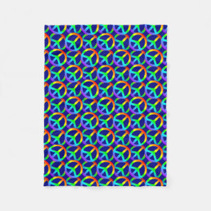 Rainbow Peace Sign Pattern Fleece Blanket