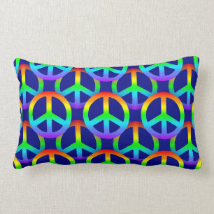 Rainbow Peace Sign Pattern Lumbar Pillow