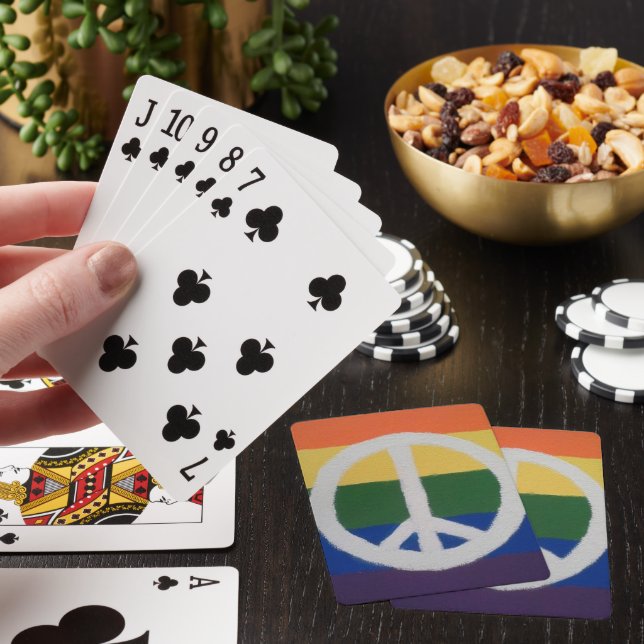 Rainbow Peace Sign Playing Cards (In Situ)