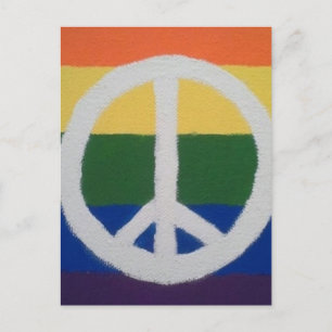 Rainbow Peace Sign  Postcard