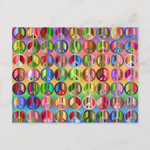 Rainbow peace sign postcard