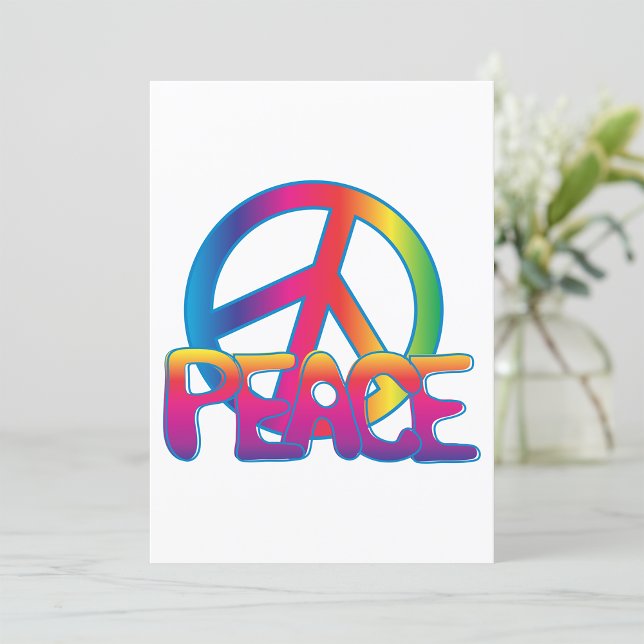 Rainbow Peace Sign Retro Hippie Invitation (Creator Uploaded)
