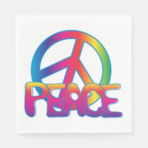 Rainbow Peace Sign Retro Hippie Napkin