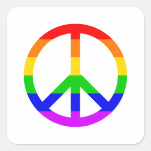 Rainbow Peace Sign Square Sticker