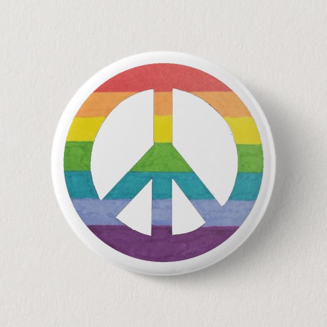 Rainbow Peace Sign Symbol for Peace Freedom Love  2 Inch Round Button (Front)