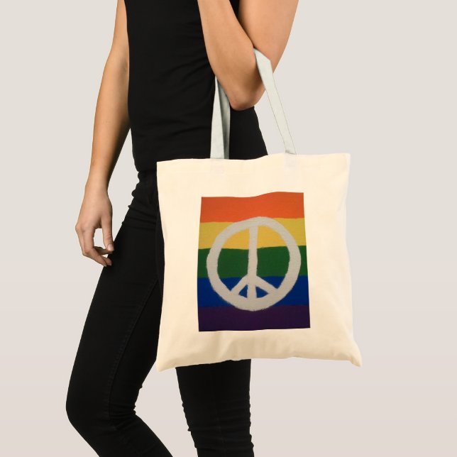 Rainbow Peace Sign Tote Bag (Front (Product))