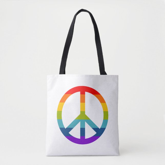 Rainbow Peace Sign Tote Bag (Front)
