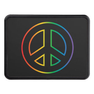 Rainbow Peace Sign Trailer Hitch Cover