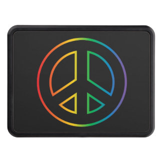 Rainbow Peace Sign Trailer Hitch Cover