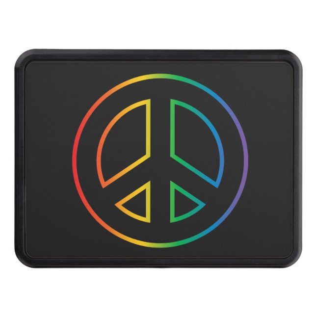 Rainbow Peace Sign Trailer Hitch Cover (Front)