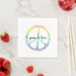 Rainbow Peace Sign with heart personalized Napkin