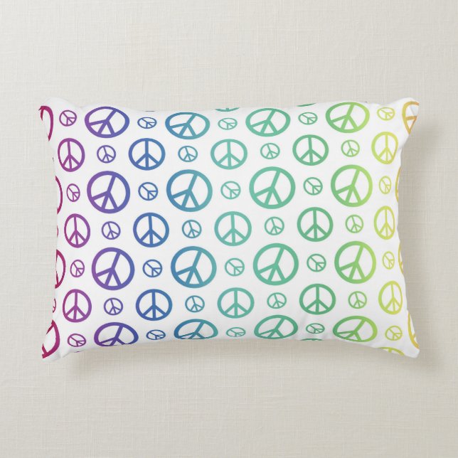 Rainbow Peace Signs Decorative Pillow (Front)