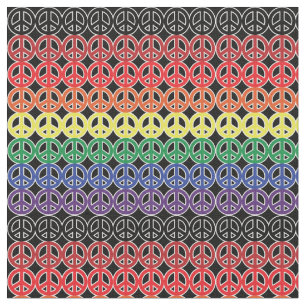 Rainbow Peace Signs on Black Fabric