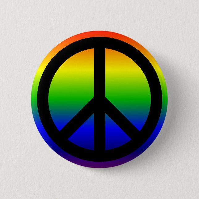 Rainbow Peace Symbol 2 Inch Round Button (Front)