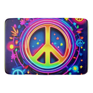 Rainbow Peace Symbol Art Bath Mat