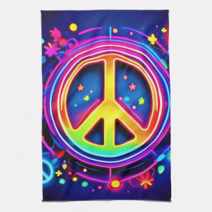 Rainbow Peace Symbol Art Kitchen Towel