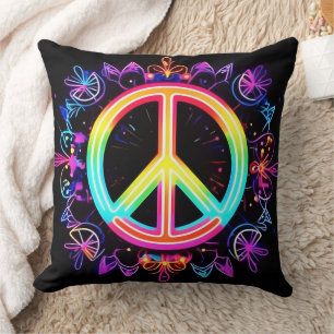 Rainbow Peace Symbol Art Throw Pillow