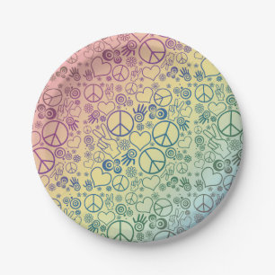 Rainbow Peace Symbol Design Pattern Paper Plate