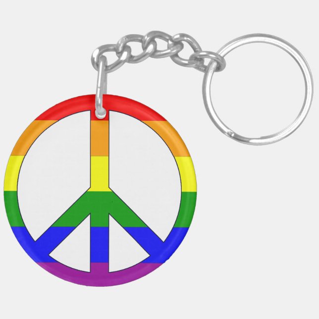 Rainbow Peace Symbol Keychain (Back Right)