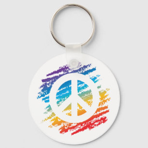 Rainbow Peace Symbol Keychain