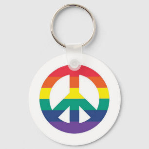 Rainbow Peace Symbol Keychain