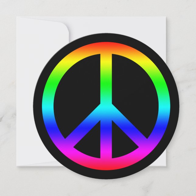 Rainbow Peace Symbol On Black Custom Greeting Card (Front)