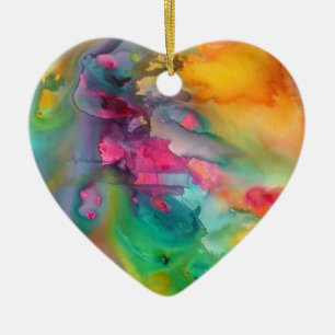 Rainbow peacock heart Christmas tree ornament