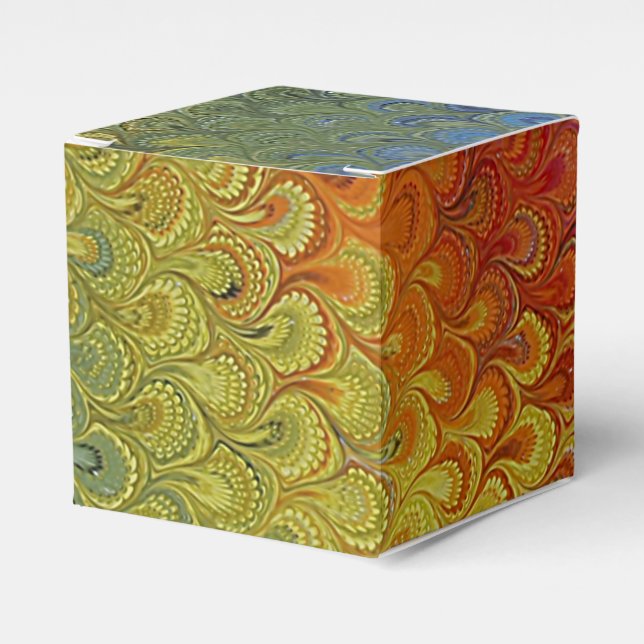 Rainbow Peacock Marble Favor Box (Front Side)