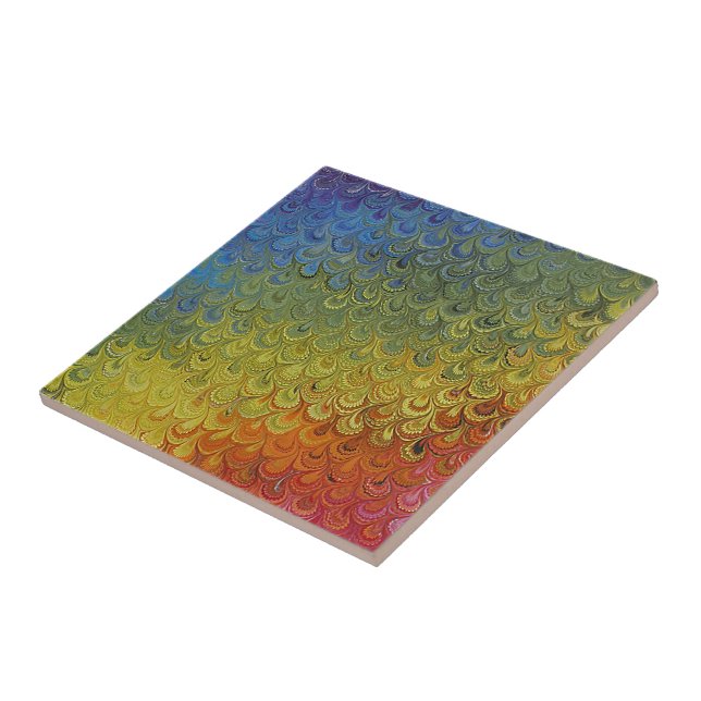 Rainbow Peacock Marble Tile (Side)