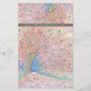 Rainbow Peacock Personalized Stationery