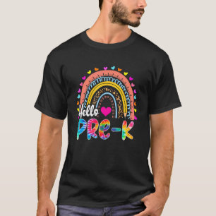 Rainbow Pencil Hello Pre K Teacher Kid First Day O T-Shirt