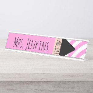 Rainbow Pencil Kindergarten Teachers  Desk Name Plate