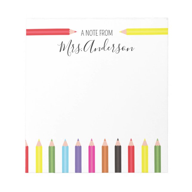 Rainbow Pencil Note from the Teacher (Front)