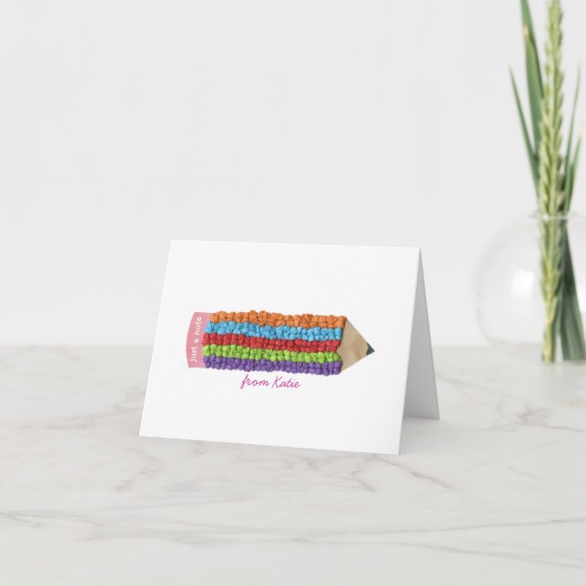 Rainbow pencil personalized notecards (Front)