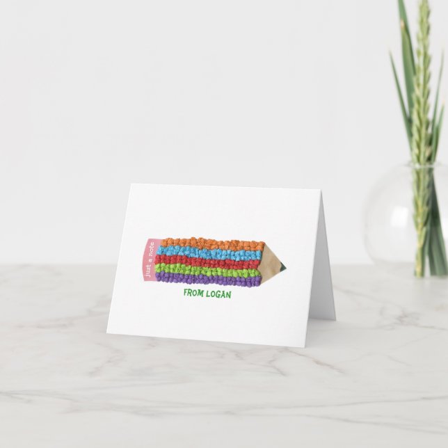 Rainbow pencil personalized notecards (Front)