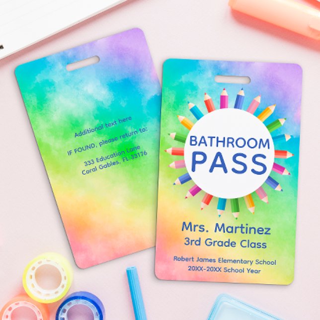 Rainbow Pencils Classroom Salle de bain Badge (Créateur téléchargé)