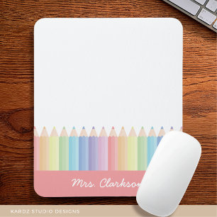 Rainbow Pencils Personalized Teacher Mouse Pad