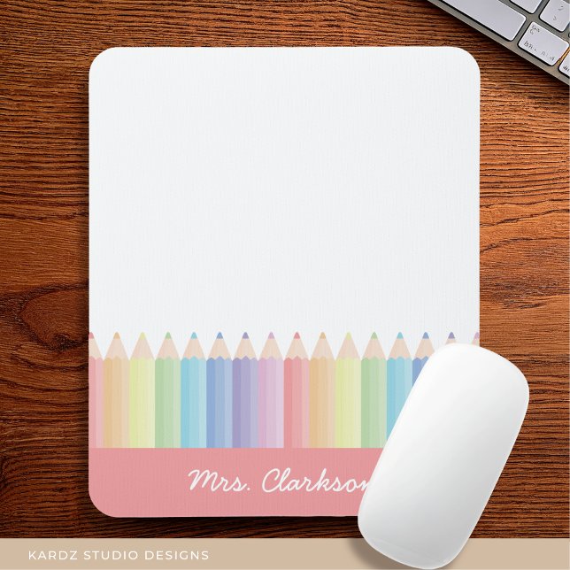 Rainbow Pencils Personalized Teacher Mouse Pad (Creator Uploaded)