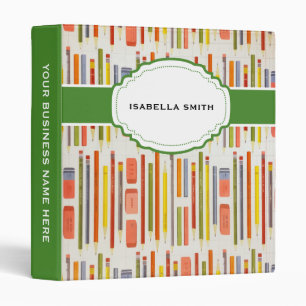 Rainbow Pencils Ruler School Pattern Binder