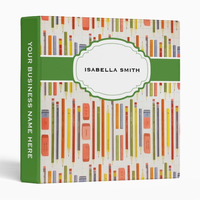 Rainbow Pencils Ruler School Pattern Binder (Front/Spine)