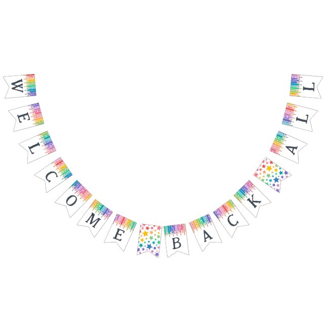 Rainbow Pencils Welcome Back All School Bunting Flags (All)