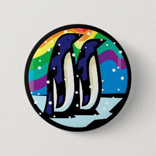 Rainbow Penguin 2 Inch Round Button