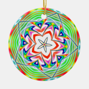 Rainbow Penta Design Ceramic Ornament