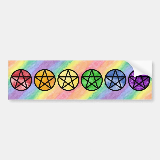 Rainbow Pentacle Bumper Stickers (Front)
