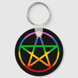 Rainbow Pentacle Keychain
