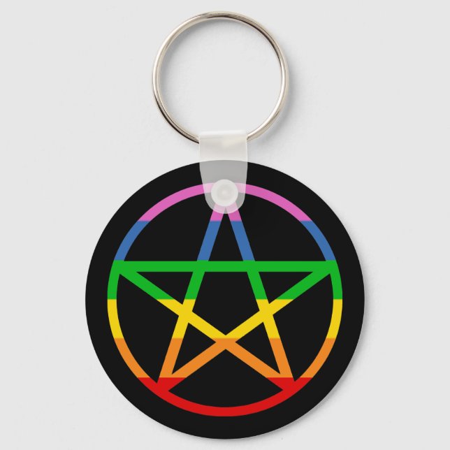 Rainbow Pentacle Keychain (Front)